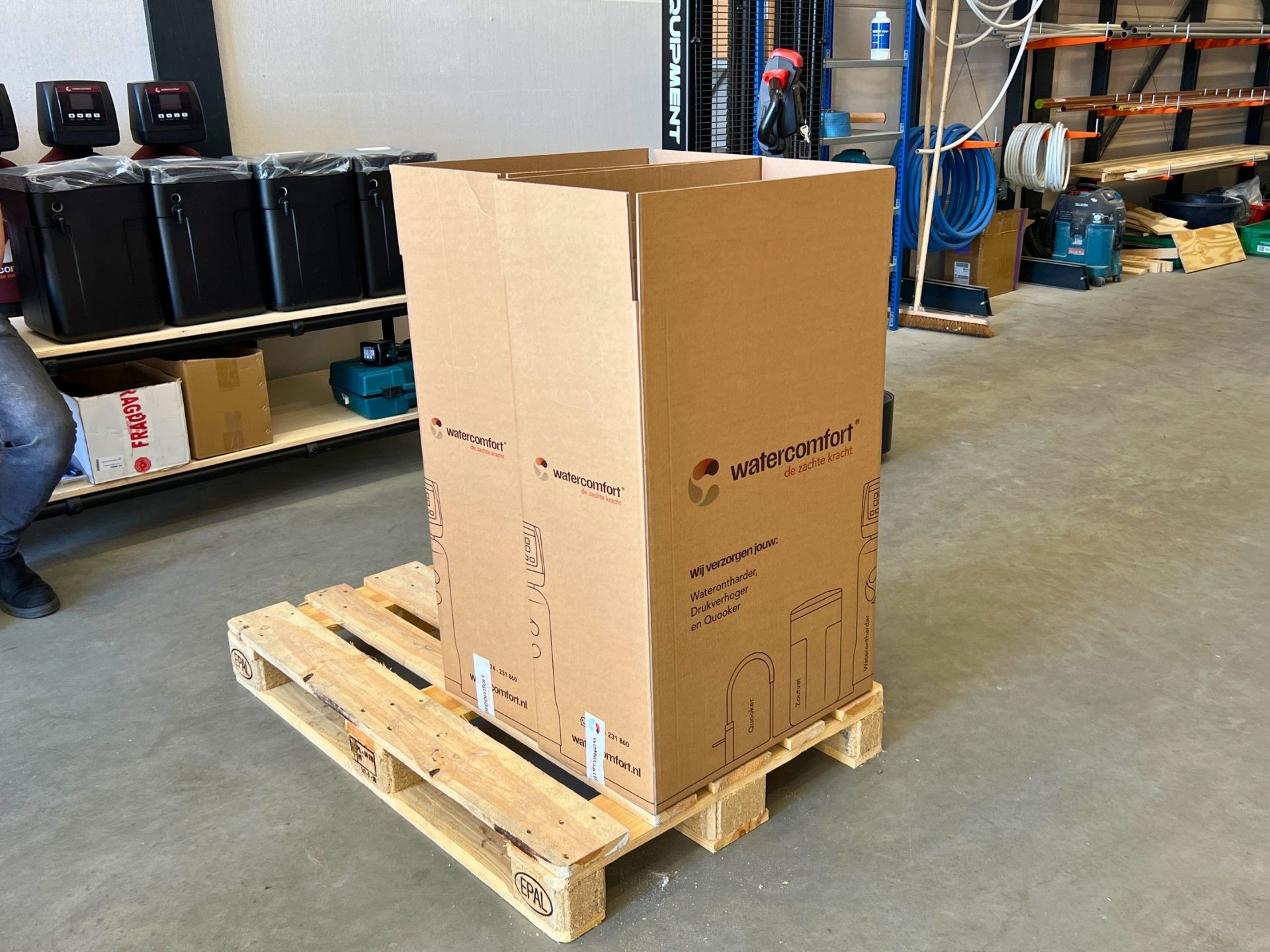 Kartonnen doos van Watercomfort geleverd door Argos Packaging & Protection
