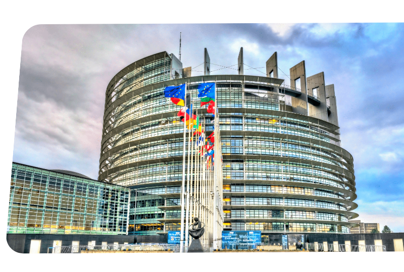 Een foto van het gebouw van de Europese Unie