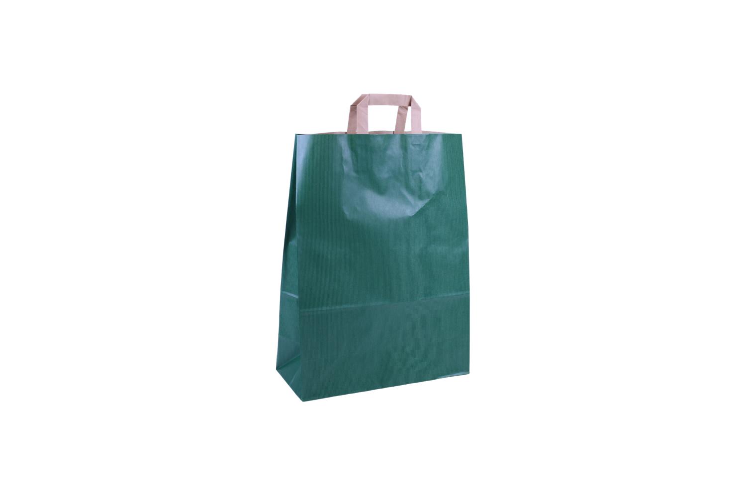 Tas papier 90 grs. 32+15x43cm - gelijnd groen