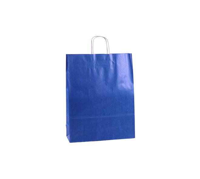 Tas papier 100 grs. 32+12x41cm - blauw