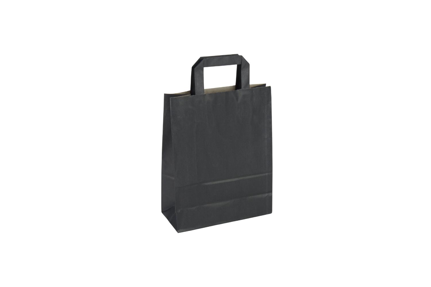 Tas papier 80 grs. 22+10x28cm - zwart