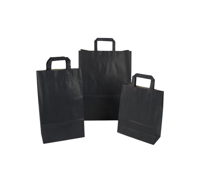 Tas papier 80 grs. 22+10x28cm - zwart