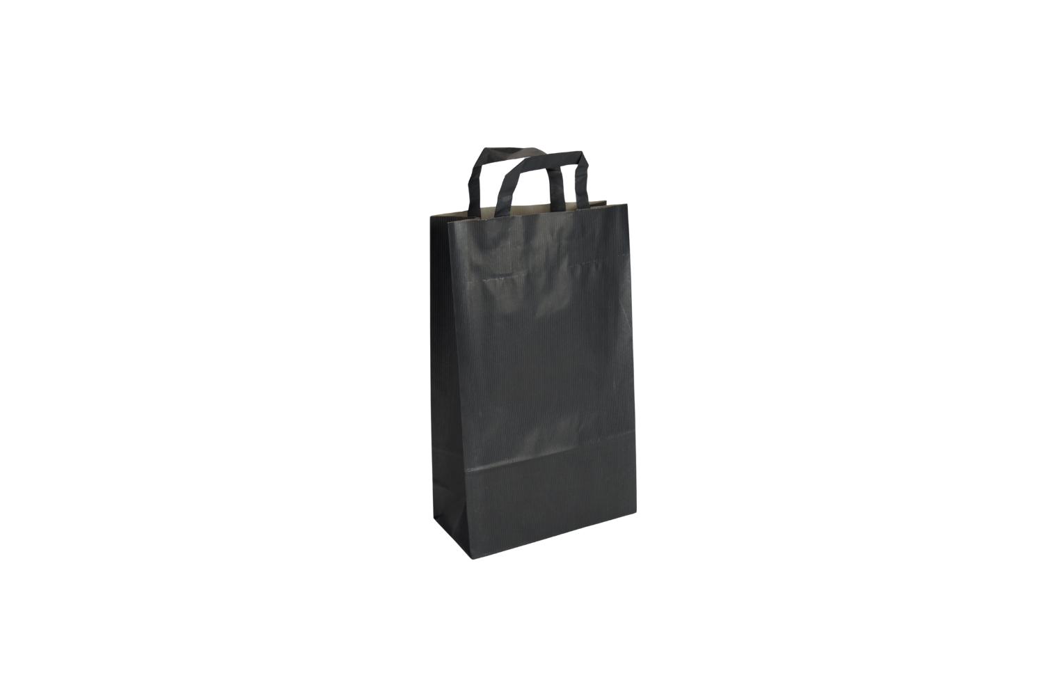 Tas papier 80 grs. 22+10x36cm - zwart