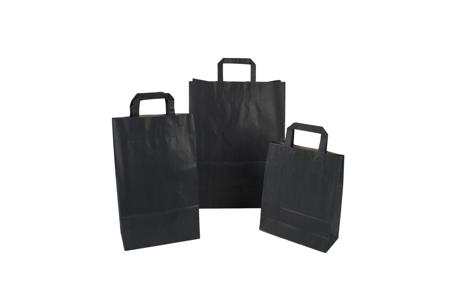 Tas papier 100 grs. 32+17x43cm - zwart