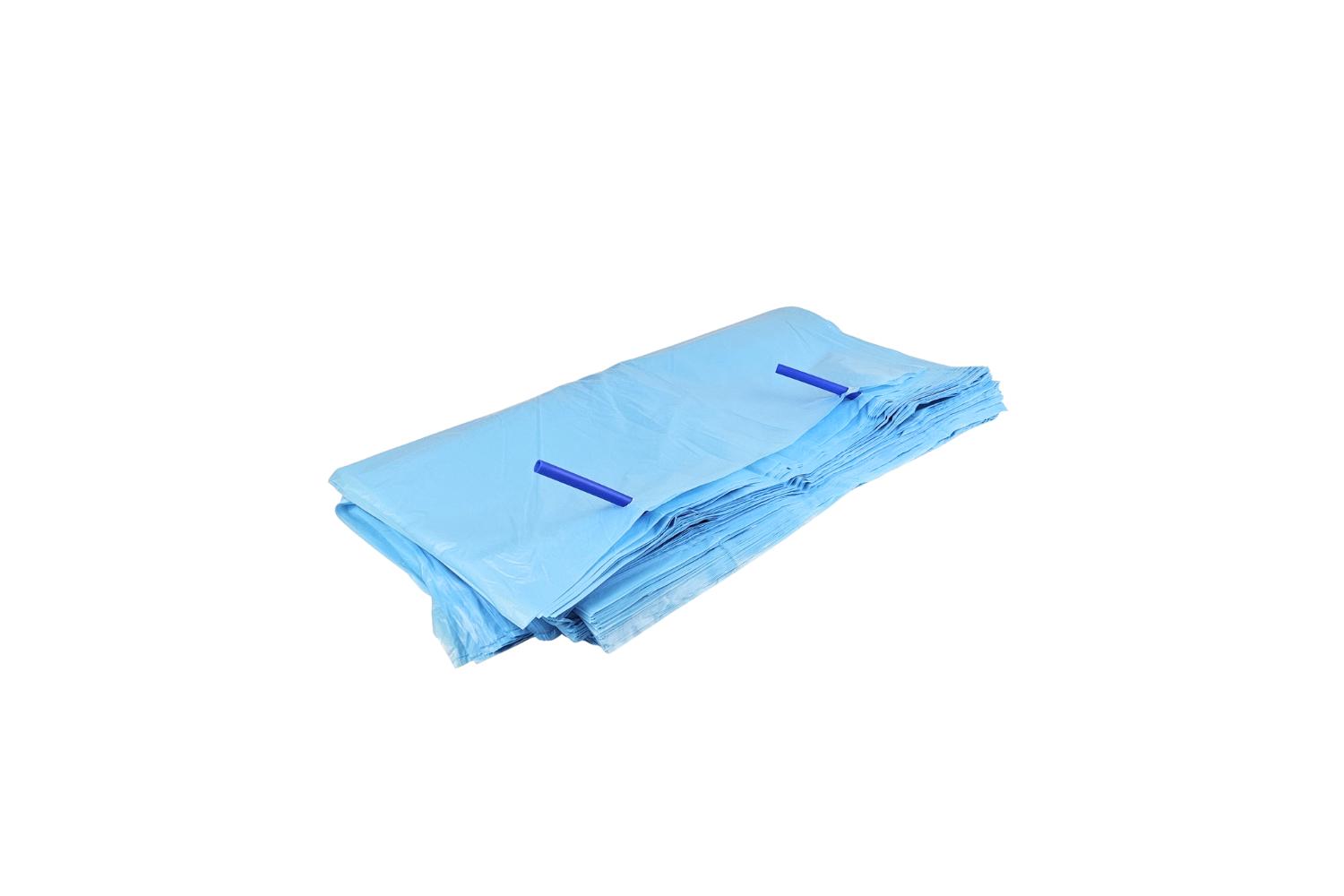 HDPE kratzak 30my 68+(2x17)x63cm - blauw op pijpjes