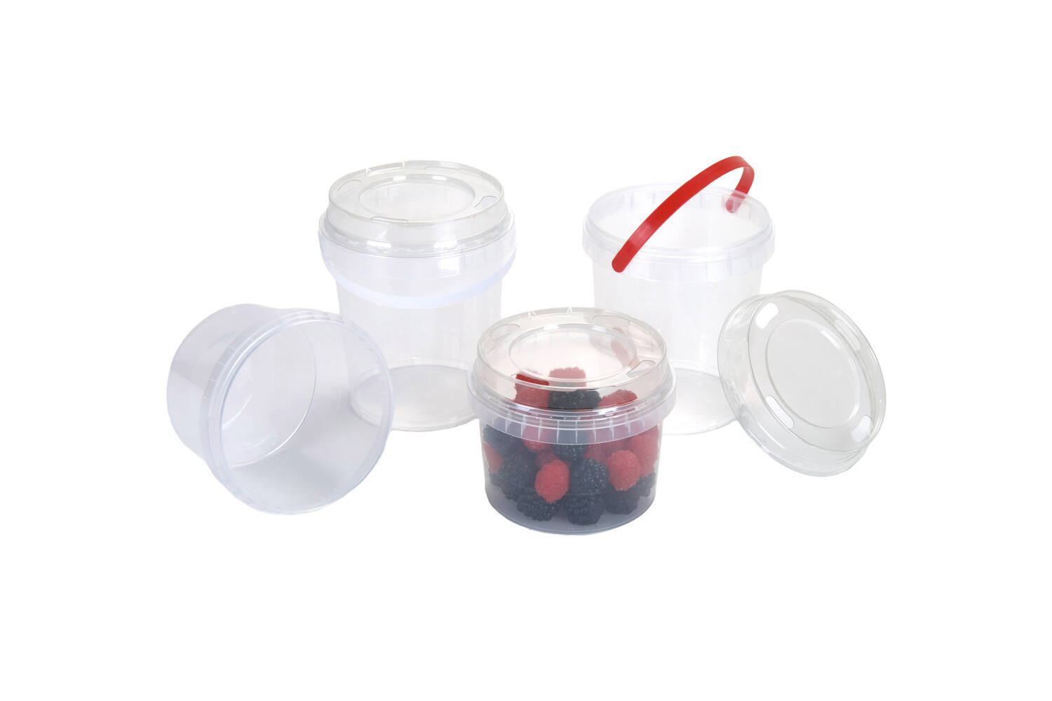 PP emmer (bodemperforatie) 500gr - tranpsarant met transparant hengsel