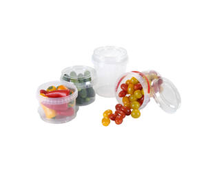 PP emmer (bodemperforatie) 500gr - transparant met blauw hengsel